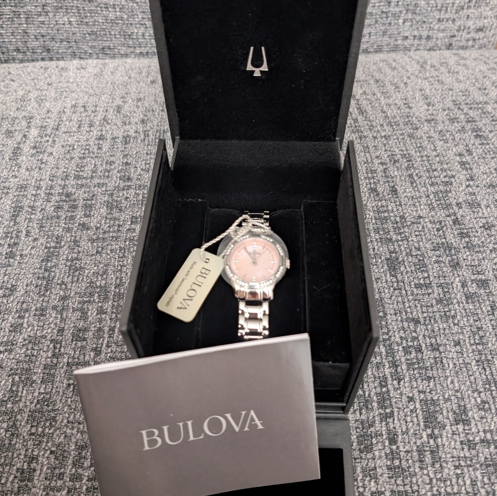 Bulova Crystal Silver Steel Bracelet Watch